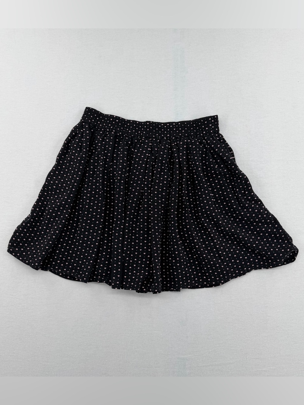 Lorimer NYC Black Mini Skirt with Tiny Pink Heart Print